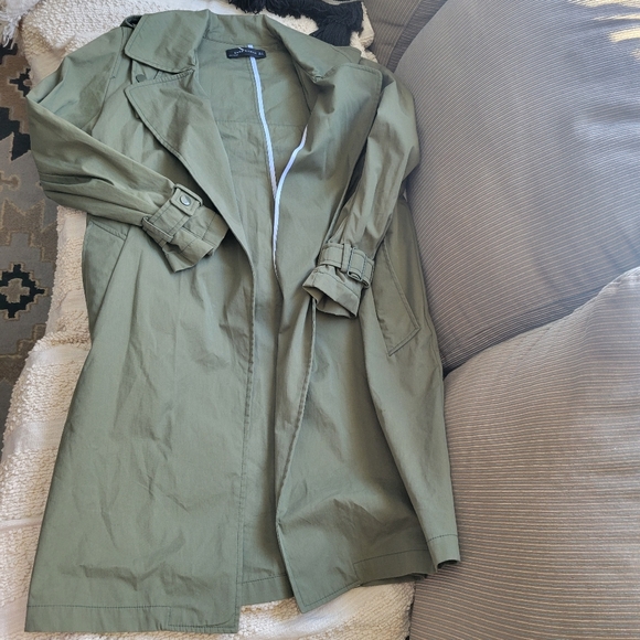 Zara Army Green Trench Coat - Picture 2 of 8